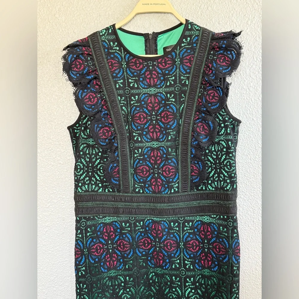 Tadashi Shoji Lacroix Tea Length Dress Size 14‎ Embroidered - Picture 4 of 8